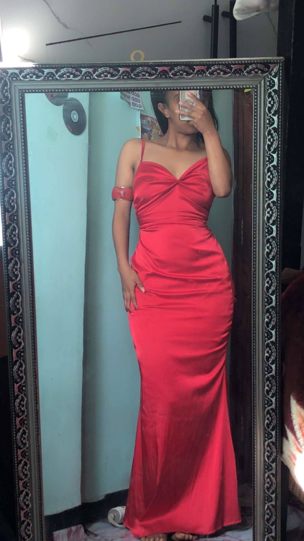 Red dress mirror portrait